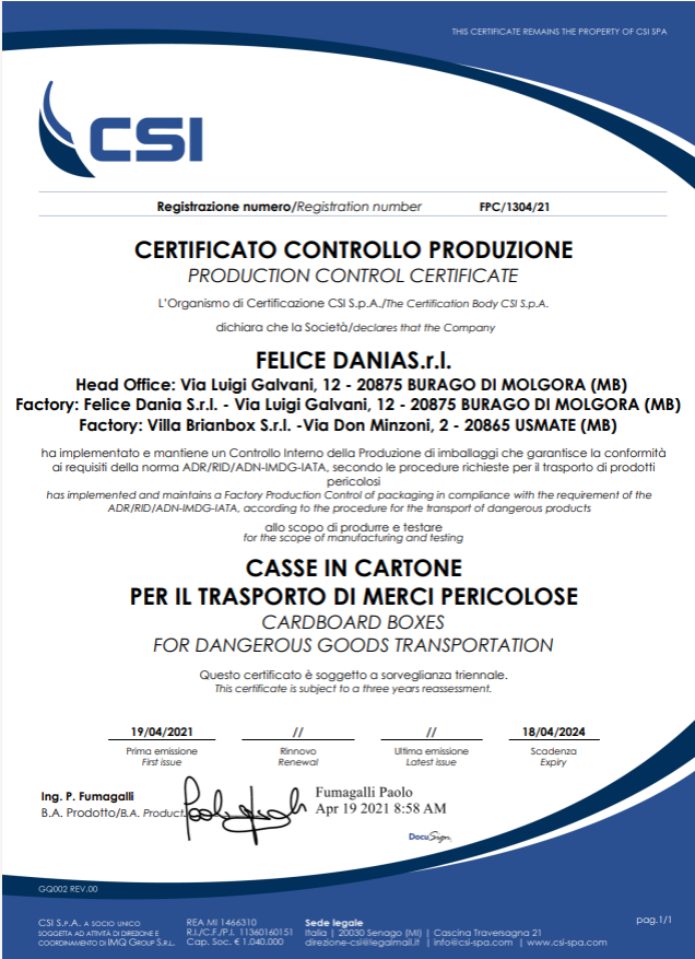 CSI certificato
